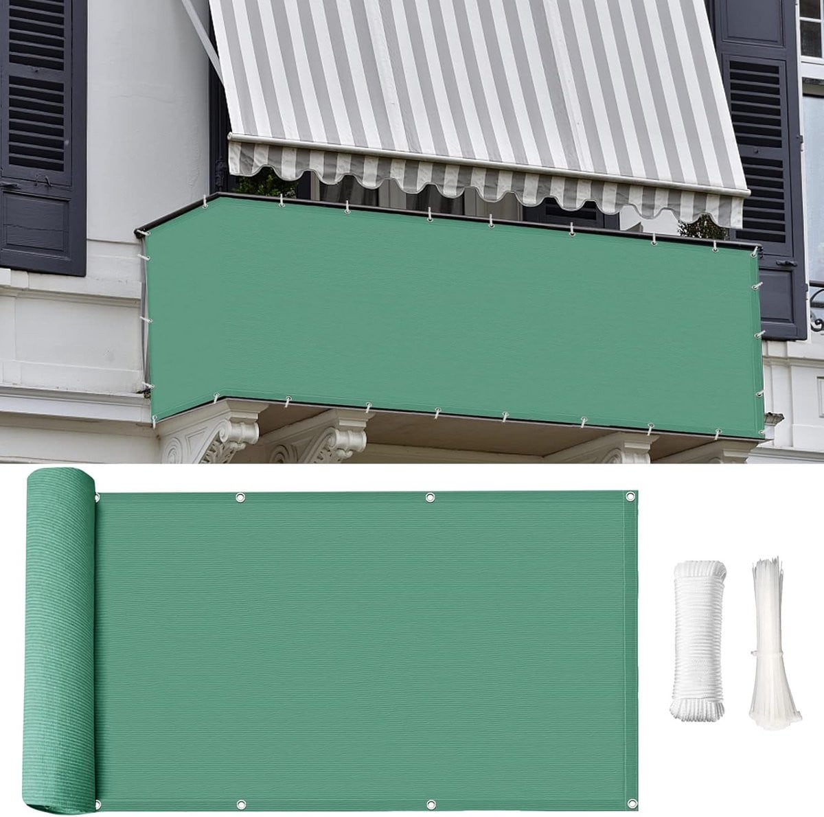Balkonscherm Donkergroen HDPE weefsel 80 x 400 cm voor privacy en windbescherming