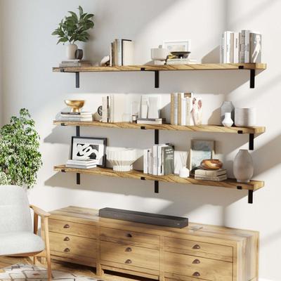 "Wallniture Menton 48-60-72-84 inch Long, 9.25"" Deep, 1.5"" thick Floating Wall Shelf for Wall, Office Decor, Rustic Decor, 1 Pc"