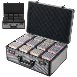VEVOR Kartenaufbewahrungsbox für 162 PSA-Slab-Karten Kartenbox Tragbar, Geeignet für 130 SGC, 115 BGS, 585 Toploader oder über 999 Lose Karten, Abschließbar, mit 4 Reihen, Griff &12 Trennfächern