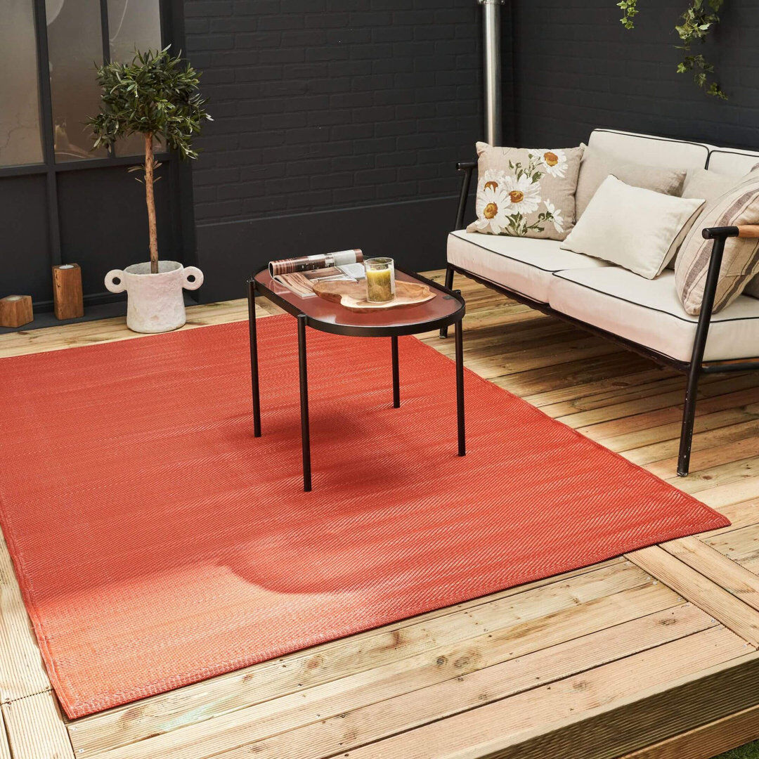 THE RUGS Urban Collection Outdoor Rug Plain Design in Terra Red Rectangle 180 x 270 cm