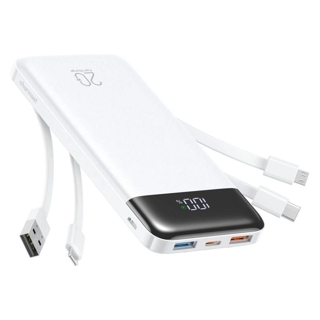 Powerneed Charmast W2065 Powerbank - 20.000 mAh - PD 3.0 - 22,5 W - Integrierte Kabel - Weiss (20000 mAh, 22.50 W, 77 Wh) (74631903)