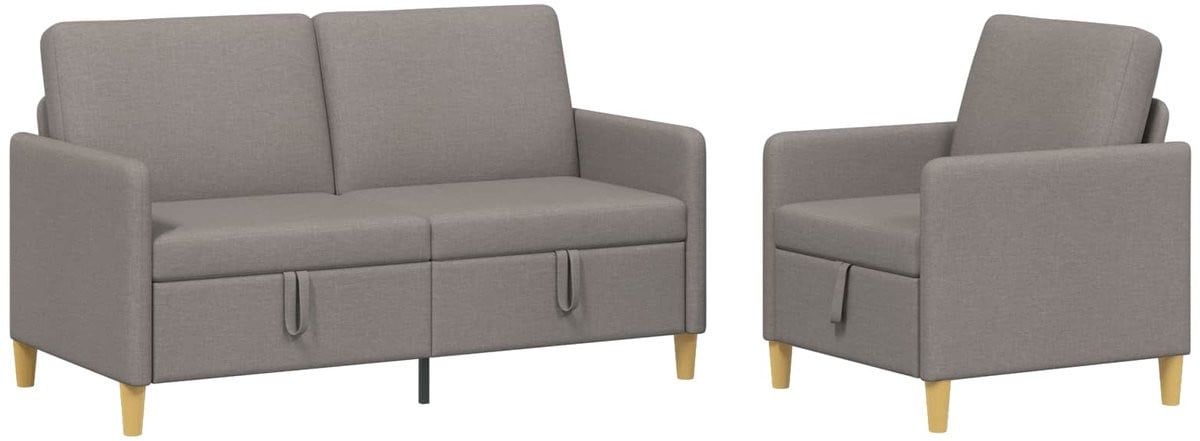 vidaXL Sofa Set met Opslag - 2 stuks - Taupe - Polyester