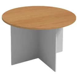 Runder Holz-Konferenztisch PRIMO GRAY, Durchmesser 120 cm, grau/Buche
