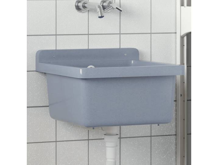 vidaXL Ausgussbecken Wandmontage Grau 40x40x24 cm Harz