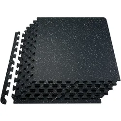 VEVOR Yoga Bodenmatten 25 Stk. Gummioberfläche & EVA-Schaum, 61 x 61 cm Trainingsmatten mit 100 Quadratfuß Abdeckung, ineinandergreifende Gymnastikmatten für Fitnessstudio Garage, Schwarz & Weiß
