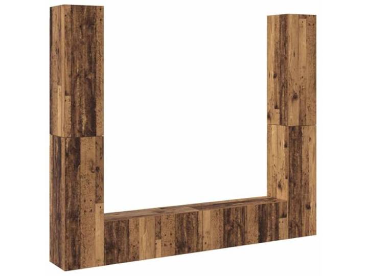 GKHPYURE TV-Möbel zur Wandmontage, 6 Stück, antikes Holz, Spanplatte Modernes Design, großer Stauraum, Tür bis 60 kg, verstellbare Türmontage