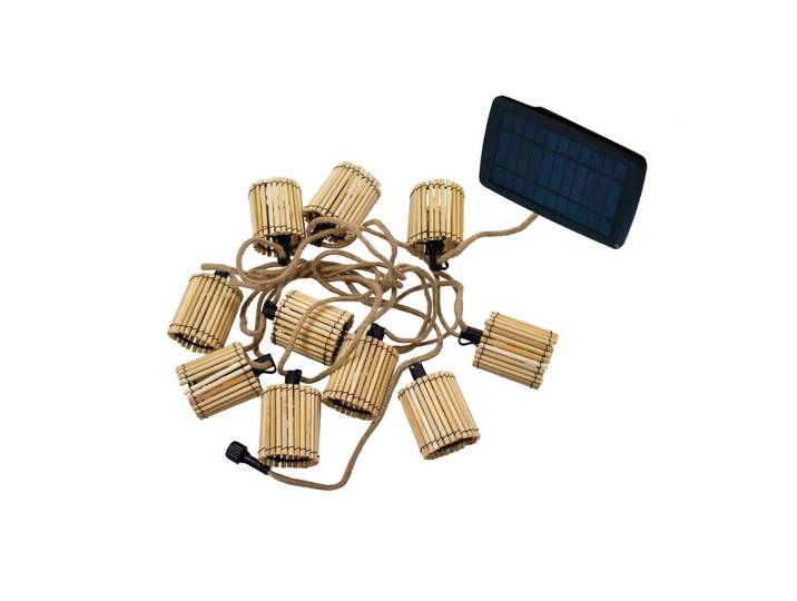 Newgarden Okinawa Solar-Lichterkette 10-flg., Holz hell, Bambus