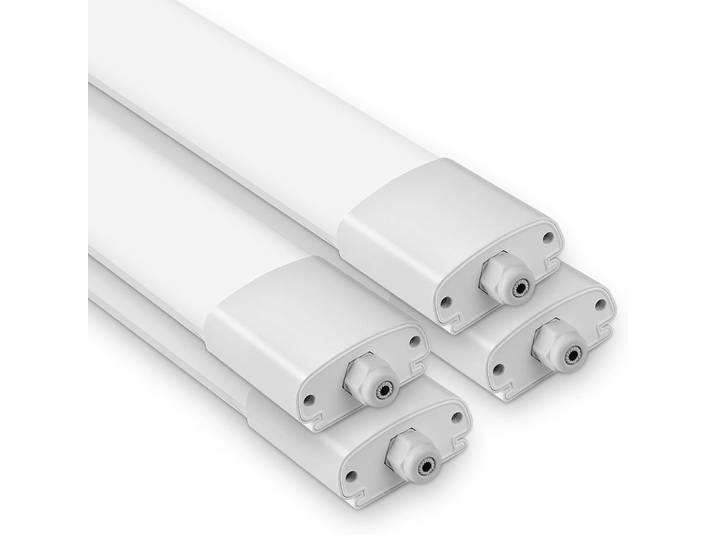 Pack de 4/2 LED plafonnier humide 120cm, 36W 3960LM IP66 plafonnier connectable étanche pour garage atelier salle de bain, 4000K