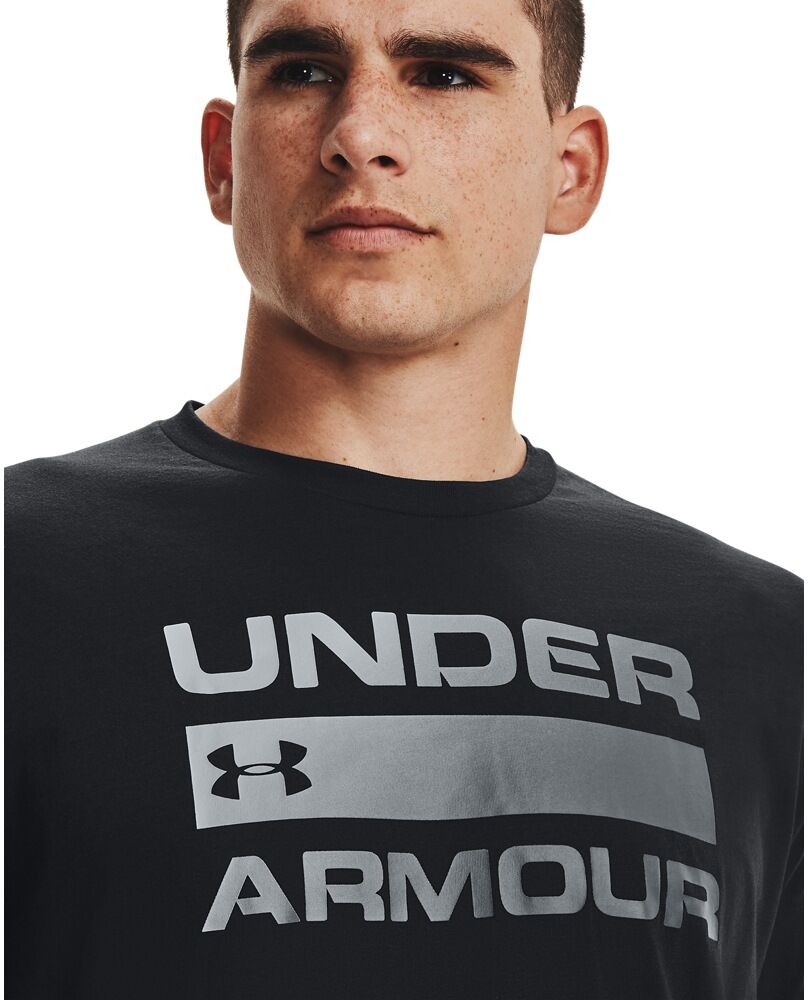 T-Shirt UNDER ARMOUR "UA TEAM ISSUE WORDMARK SS", Herren, Gr. XS, schwarz, Obermaterial: 60% Baumwolle, 40% Polyester, Rundhals, Shirts T-Shirt, leichtes Kurzarmdesign, mit Rundhalsausschnitt schwarz XS