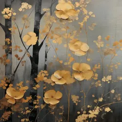 EUROART Wandbild 30 x cm Golden Leaves III Metall Gold