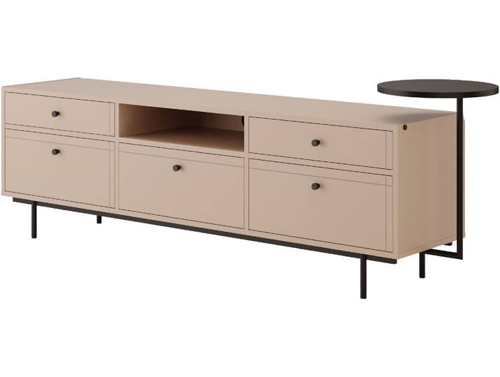 TV-Board HOME AFFAIRE, beige (macchiato), B:220cm H:57cm T:42cm, Sideboards, TV-Board, Seitlicher Design-Beistelltisch-stilvoll und funktional.
