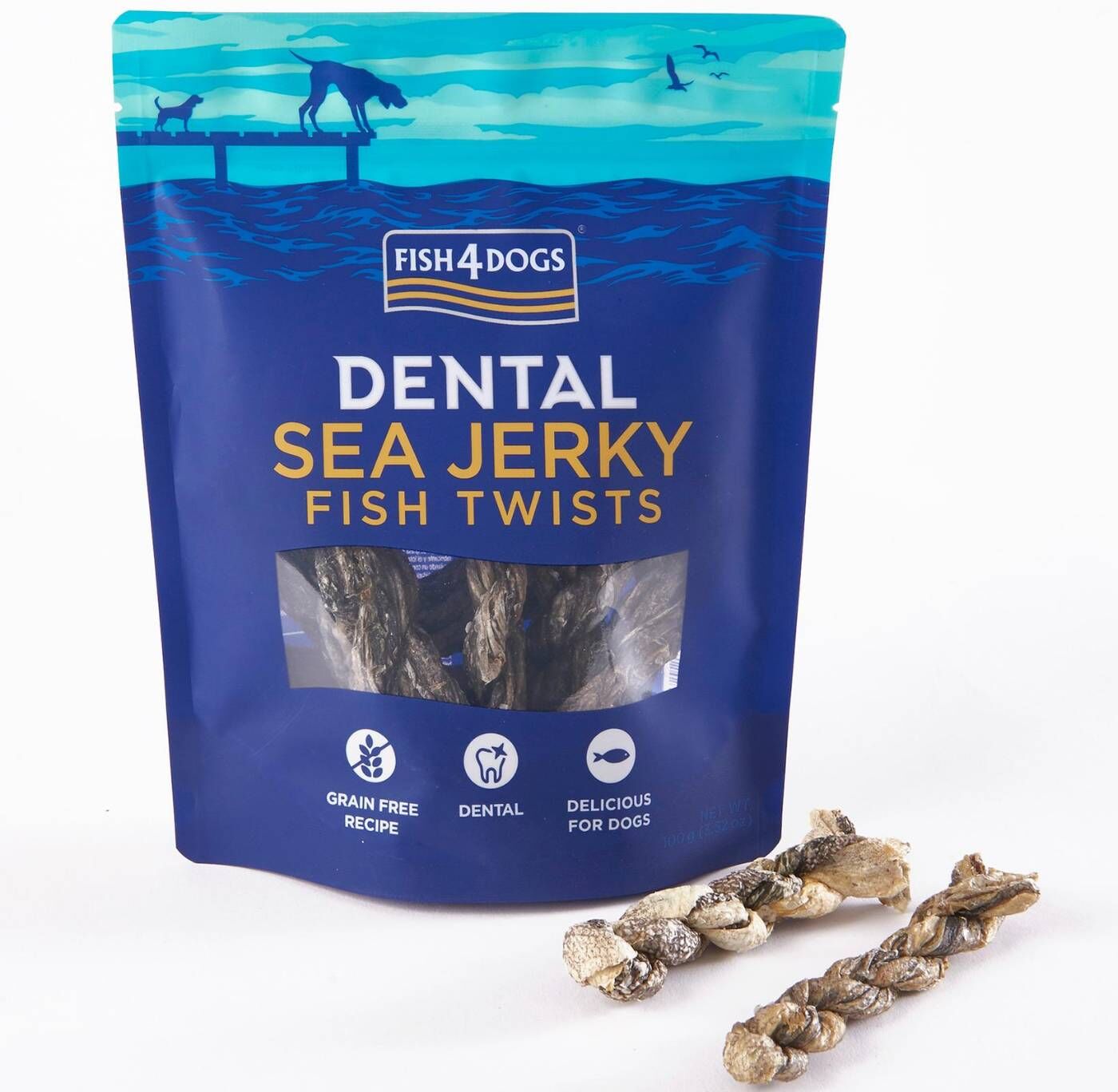 Fish4Dogs Dental Sea Jerky Fish Twists Premi Snack per Cani 100 g