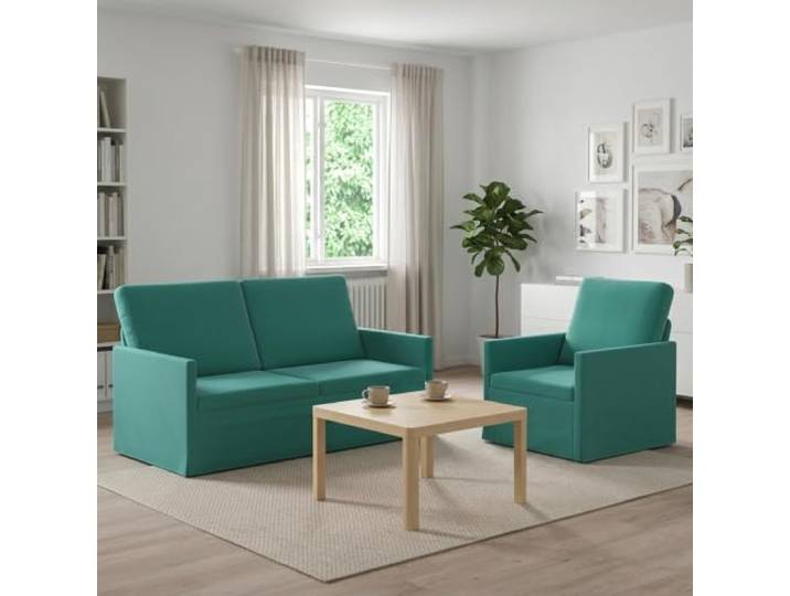 Sofa-Set 2 Stück Türkis Samt Metallrahmen Kissenrücken-Design, Schaum- und Faserfüllung, Innenbereich, Wohnzimmer, Arbeitszimmer, moderner Look