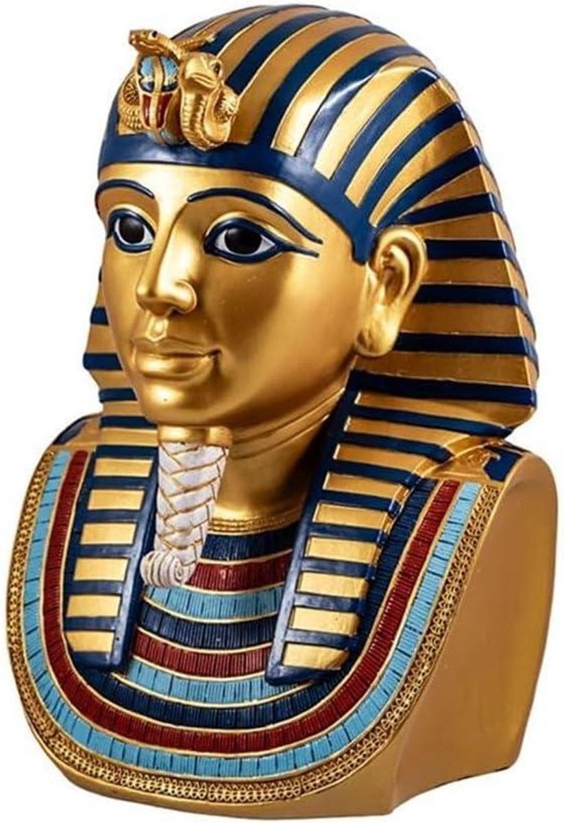 Decoratieve Farao Buste Egyptische Figuur met Gouden Afwerking - 27 cm - Multicolor
