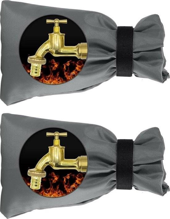 Set van 2 grijze buitenkraanbeschermers voor thermische vorstbescherming in de winter