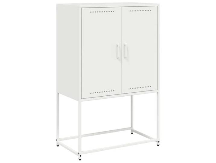 LASWWQMRF Highboard Weiß 68,5x38,5x107 cm Stahlschrank Industrie-Mehrzweckschrank mit 4 Fächern und Türen für ordentliche Aufbewahrung im Wohnzimmer oder Schlafzimmer.