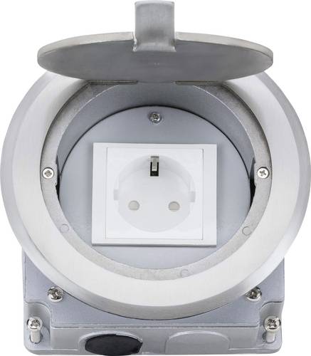 LEDmaxx 105628 1fach Fußboden-Einbausteckdose erhöhter Berührungsschutz IP20 Aluminium