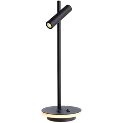 Deko-Light LED Tischleuchte BRAHE, mit beleuchtetem Fuß + LED Spot am Ausleger, 8.5W 3000K 370lm 25°, Verkehrsschwarz D-346016