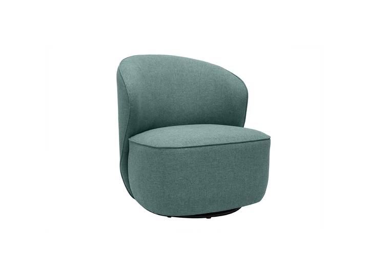 Fauteuil design pivotant en tissu vert de gris AMBER