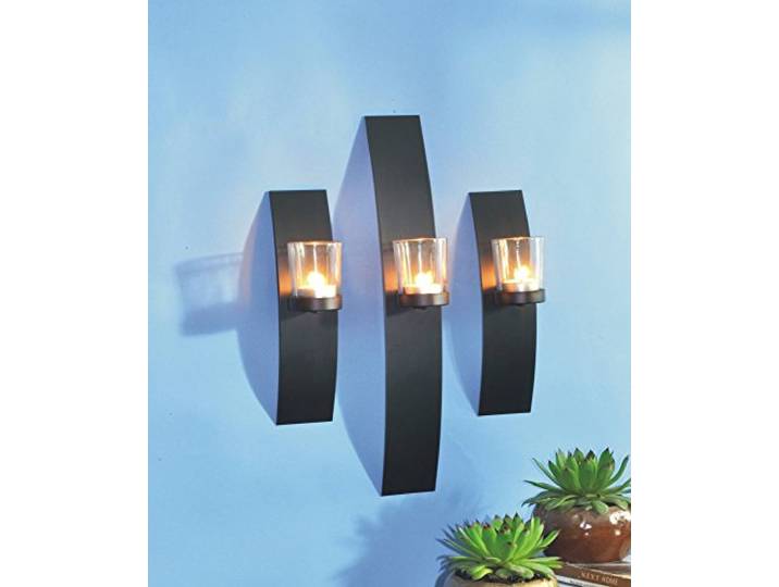 Wand Kerzenhalter 3er Set Metall schwarz Teelicht Wandkerzenhalter Wandleuchter