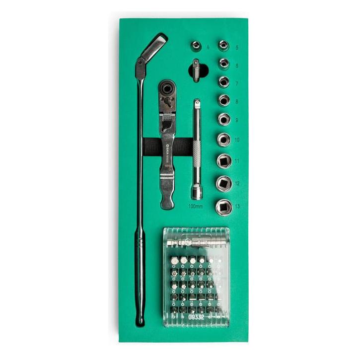 SATA Steckschlüssel- und Bitsatz mit schmaler Umschaltknarre, 1/4", 45-tlg. (ST09057G)