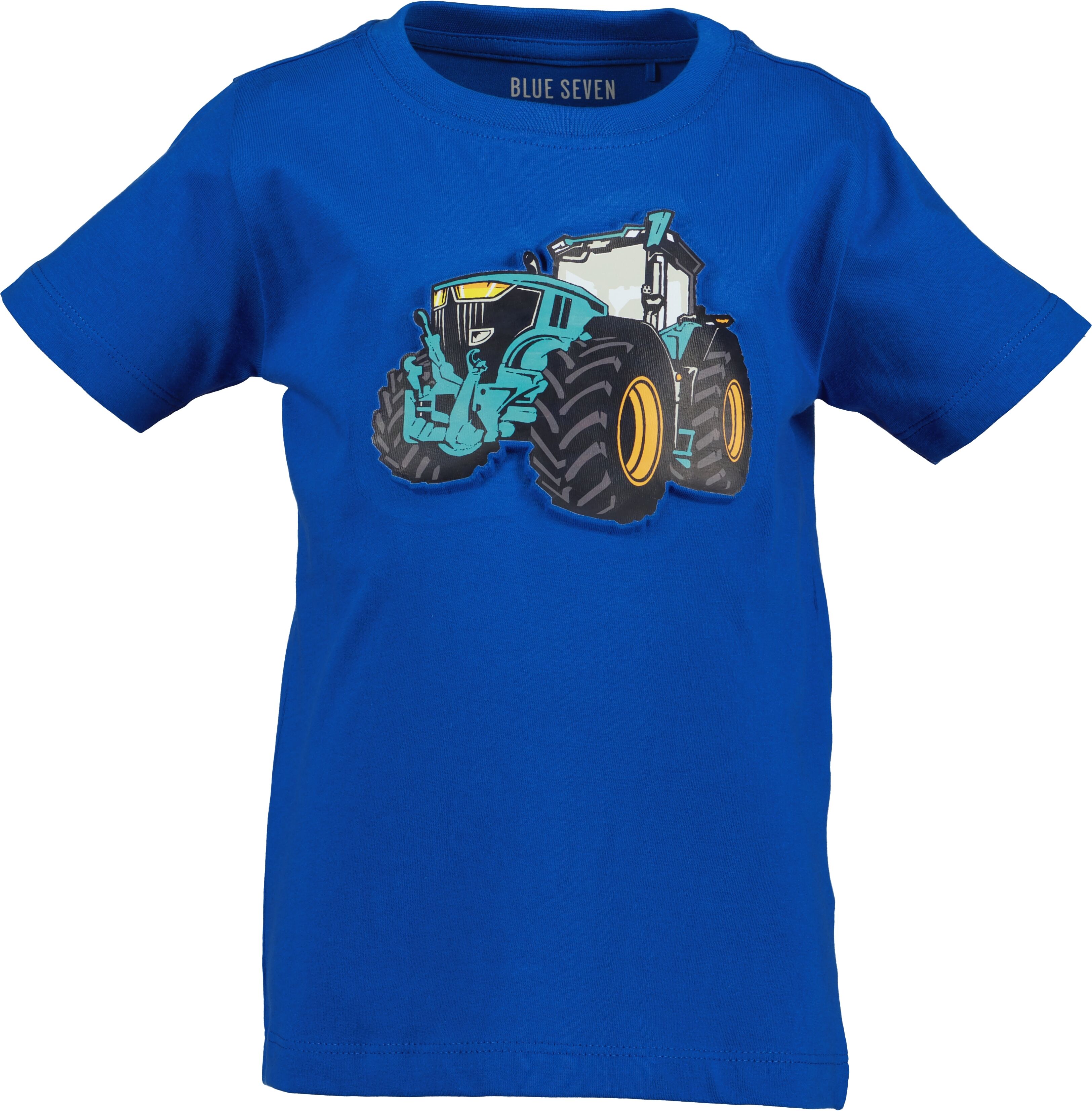 T-Shirt BLUE SEVEN, Jungen, Gr. 128, blau (ocean), Single Jersey, Obermaterial: 100% Baumwolle, bedruckt, Basic normal, Rundhals, Shirts T-Shirt, bequeme Passform, ohne Verschluss, bedruckte Optik