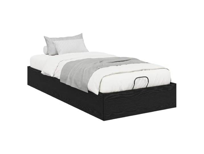 KKgypkn Ottoman Bettgestell Schwarze Eiche 203 x 100 x 25 cm, Holzwerkstoffrahmen mit Gaslift, Stauraum unter der Matratze, modernes Design, einfacher Aufbau