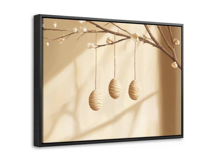 LEINWAND Bilder mit Rahmen - Beige - Osterkuchen - Eier - 40x30
