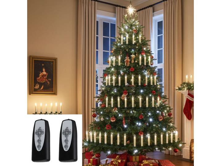 30 kabellose LED-Weihnachtsbaum-Kerzen, multicolor, Fernbedienung, Timerfunktion