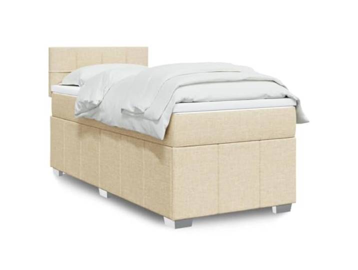 RJPLMFV Lattenrost mit Taschenfederkernmatratzen, 90 x 200 cm, cremefarben Weiches Polyestergewebe, verstellbares Kopfteil, abnehmbare Matratzenauflage, optimale Unterstützung