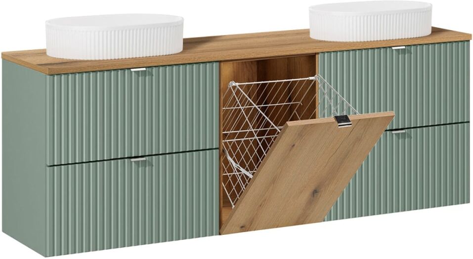 Petits meubles Meuble double vasque 160cm panier panneaux stratifiés vert Vert 160x60x40cm
