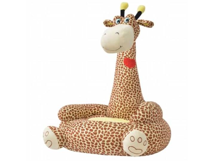 APXESS Kindersessel Giraffe Plüsch Sitzmöbel für Kinderzimmer Braun Bequeme Sitzgelegenheit, Rutschfeste Unterseite, Weiche PP-Füllung