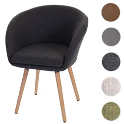 Einzelst�ck | Esszimmerstuhl Malmö T633, Stuhl Küchenstuhl, Retro 50er Jahre Design ~ Textil, dunkelgrau