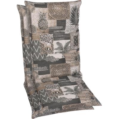 Hochlehnerauflage GO-DE, braun (braun, natur), B:50cm T:120cm, Baumwolle, Polyester, Polsterauflagen, braun/natur