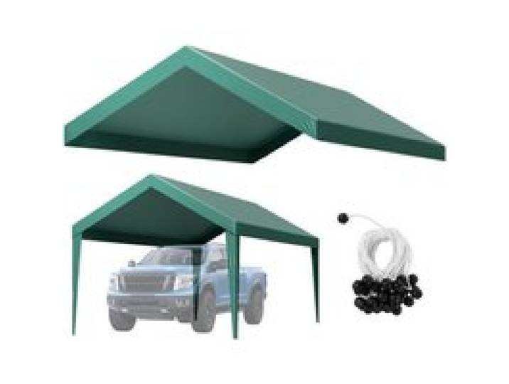 VEVOR Carport-Ersatzdach, 3x6 m, tragbare Garagenzeltplane, UV-beständige Autounterstandsplane, strapazierfähige Abdeckung mit Ballfangnetzen, dunkelgrün, Rahmen nicht im Lieferumfang enthalten