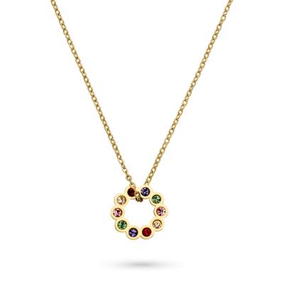 Kette mit Anhänger TAMARIS "Schmuck Geschenk Edelstahl Halskette Colorful Circles", bunt (gelbgoldfarben, bunt), Halsketten, Damen, Edelstahl, L: 45 B: 1,4mm, mit Zirkonia (synth.), B:1,4mm
