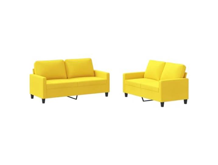 KUTYWEXFM 2-TLG. Sofagarnitur mit Kissen Hellgelb Polstersofa Set Gemütliches Zweisitzer Couch-Set mit weichen Kissen und robustem Metallgestell für Wohnzimmer und Gästezimmer.