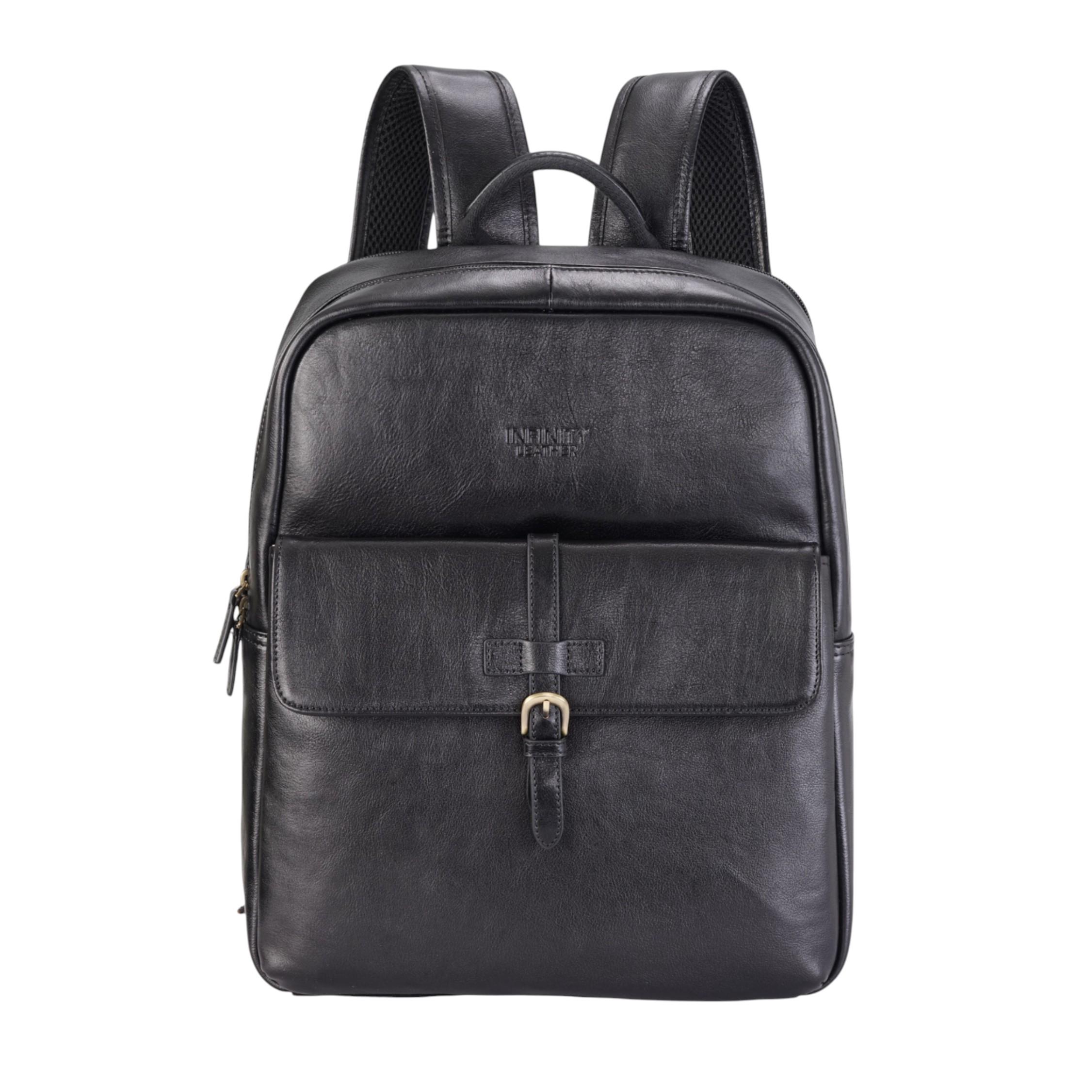 Echte leren zwarte vintage laptoprugzak reistas - Cove