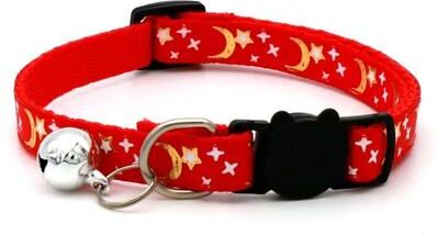 Uplifted Finds Stellar Sparkle Star & Moon Pet Collar red