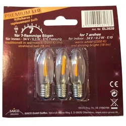 Saico Premium LED-Ersatzlampe/ Riffelkerze für 7-flammige Lichterbögen, Filament-LED, E10 Fassung