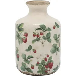 Chic Antique Dekoflasche Fraises Erdbeeren – Keramik im Landhausstil, 7,5 cm, Ø 11 cm