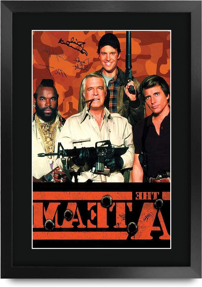 Ingelijste Poster Wanddecoratie TV Serie met Gedrukte Handtekening Replica - A3 - Zwart