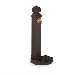 Relaxdays Standbrunnen antik, mit Wasserhahn & Becken, HxBxT: 77x29x33,5 cm, Wasserzapfsäule Garten, Terrasse, braun