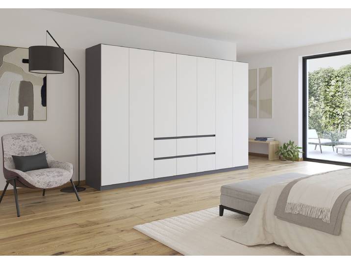Drehtürenschrank Mainz 315cm Grau/Weiß/Alpinweiß/Graumetallic Basic ohne Spiegeltür/-en