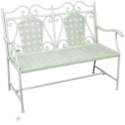 DELUKE Gartenbank SIGURD - 120cm Breit, Stahl, Weiß | Terrassenbank Wetterfest Sitzbank Outdoor Bank