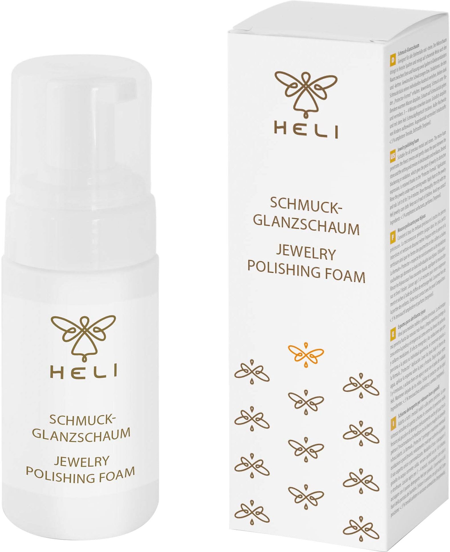 Schmuckreiniger HELI "Schmuck Geschenk Schmuckpflege Glanzschaum", weiß, Reinigungsmittel, 100ml, entfernt Schmutz, Fett und Oxidation, B:5cm H:15,7cm T:5cm