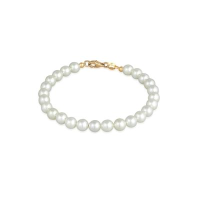 Perlenarmband ELLI "Zeitlos aus Muschelkernperlen 925 Silber" Gr. 21, gold, Armbänder, Damen, 21cm, ohne Stein, Silber 925 (Sterlingsilber), Perlenarmband
