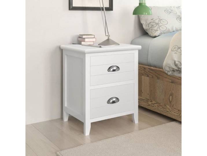 MMF® Tables de Chevet Design Lot de 2 Tables de Nuit Bout de canapÉ avec 2 tiroirs Blanc FR50587