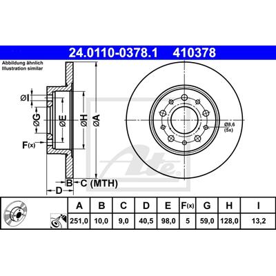 ATE Bremsensatz, Scheibenbremse Bremsensatz-Hinterachse IJZJSG6FF2 Hinterachse voll 251mm 10mm für Fiat