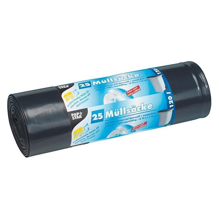 Papstar Kehrichtsack 120 l, 25 Stück, Grau (120 l) (PAP12134)